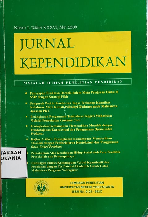 Cover Jurnal Kependidikan No. 1, Tahun XXXVI, Mei 2006